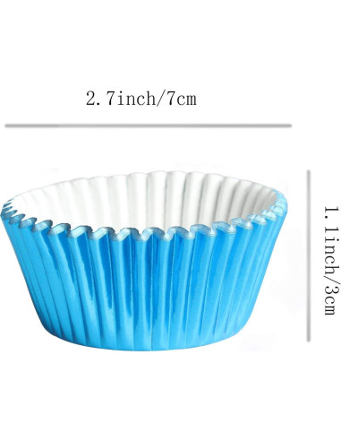Forros de Cupcake Azul MEETINGU - Paquete de 100, 7 cm
