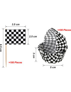 Kit Decoración Cupcakes 200 Piezas TecUnite Bandera Cuadros 2