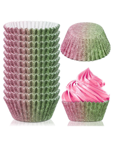 Forros para Cupcakes Rosa y Verde Vesici 300 Unidades Fiesta