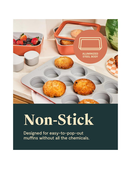 Sartén para Muffins Caraway 12 Tazas Antiadherente Pizarra Sartén para Muffins Caraway 12 Tazas Antiadherente Pizarra