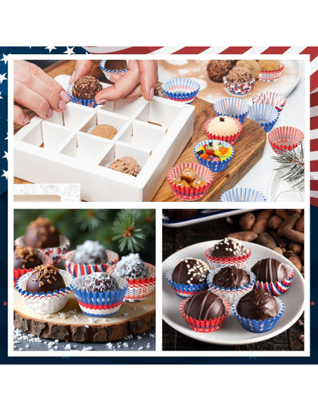 Forros de Cupcake Mini 800pcs AUGSUN 4 de Julio Patrióticos Forros de Cupcake Mini 800pcs AUGSUN 4 de Julio Patrióticos