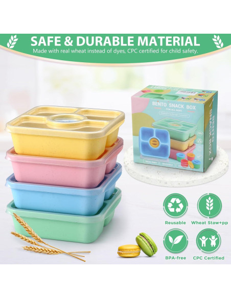 Contenedores Bento Snack 4 Pzs Reutilizables 750ml Pastel Contenedores Bento Snack 4 Pzs Reutilizables 750ml Pastel