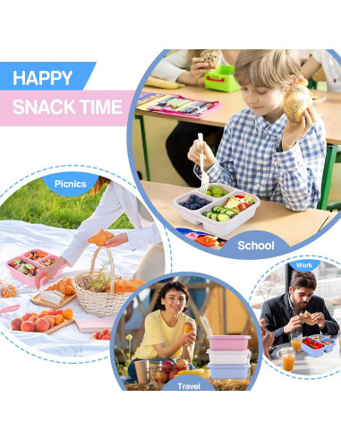 Caja Bento Rinwoc 3 Compartimentos Libre de BPA 16.7x15.1cm