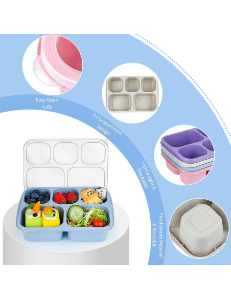 MaMix Bento Box 4 Piezas - Caja de Almuerzo 5 Compartimentos MaMix Bento Box 4 Piezas - Caja de Almuerzo 5 Compartimentos