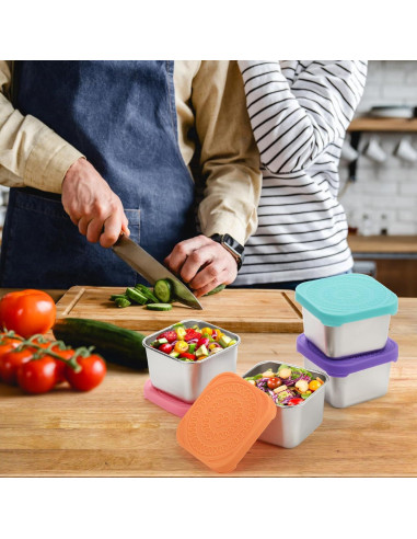 Paquete de 6 Contenedores de Snack Eorbow Acero Inoxidable 170g