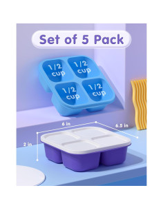 5 Contenedores de Snack Divididos Canfanni 4 Compartimentos 2