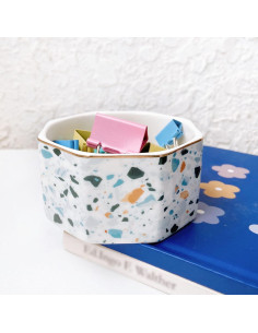 Soporte para Clips de Papel Cerámica LEAZUL Azul Octagonal 2
