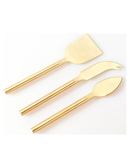Juego de cuchillos de queso dorados HSHQING 3 piezas acero inoxidable Juego de cuchillos de queso dorados HSHQING 3 piezas acero inoxidable