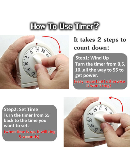 Temporizador Mecánico Visual NUOSWEK 60 Minutos 2 Paquete Temporizador Mecánico Visual NUOSWEK 60 Minutos 2 Paquete