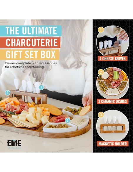 Juego de Tabla de Charcutería Grande The Elite Snacker 66x33cm Juego de Tabla de Charcutería Grande The Elite Snacker 66x33cm