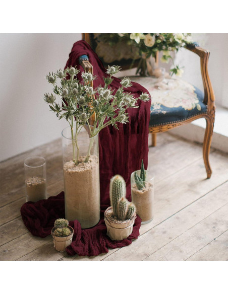 Caminos de Mesa de Gasa Burdeos 6 Piezas 304.8 cm para Bodas Caminos de Mesa de Gasa Burdeos 6 Piezas 304.8 cm para Bodas