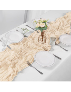 Camino de Mesa Cheesecloth 12 Piezas Bailarina 43x274 cm Marfil 2