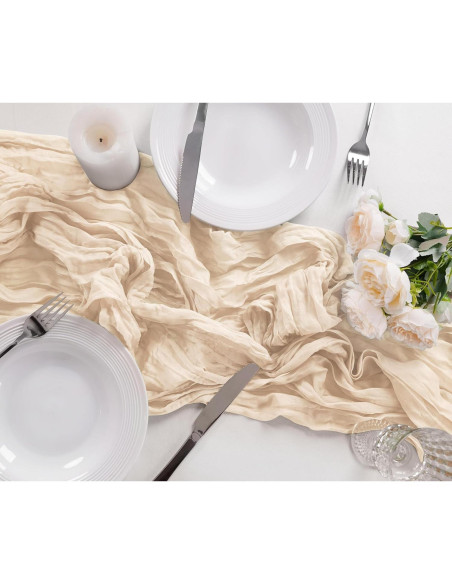 Camino de Mesa Cheesecloth 12 Piezas Bailarina 43x274 cm Marfil Camino de Mesa Cheesecloth 12 Piezas Bailarina 43x274 cm Marfil