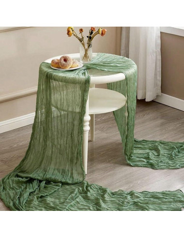 Paquete de 12 Caminos de Mesa de Gasa Verde Salvia 55x300cm