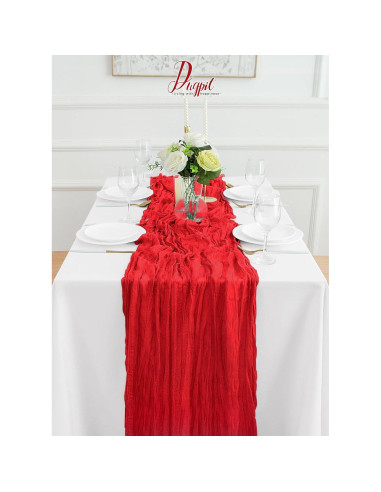 Paquete de 4 corredores de mesa rojos DUGPIT 35x120 cm