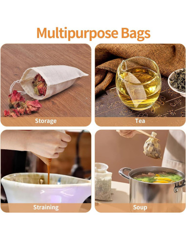 60 Bolsas de Muselina Natural Hoiny 10x7.6 cm para Especias