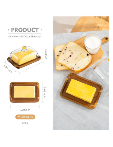 Plato de Mantequilla de Vidrio MKLZ con Tapa Hermética 0.45kg