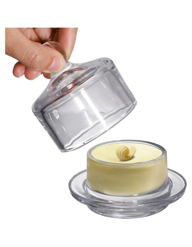 Platos de Mantequilla de Vidrio Dicunoy - 2 Piezas con Tapa