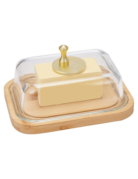 Plato de Mantequilla de Vidrio BTWD con Tapa Hermética 650ml Plato de Mantequilla de Vidrio BTWD con Tapa Hermética 650ml