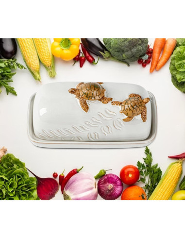 Plato de Mantequilla Cerámico Tortuga con Tapa - 1.05 kg