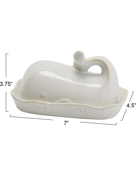 Plato de Mantequilla Cerámica de Piedra Creative Co-Op Ballena Plato de Mantequilla Cerámica de Piedra Creative Co-Op Ballena