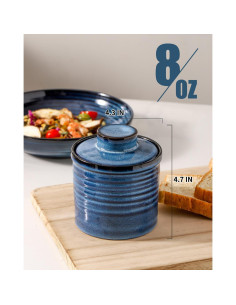 Crock de Mantequilla Tikooere Cerámica Azul 227g con Tapa 2