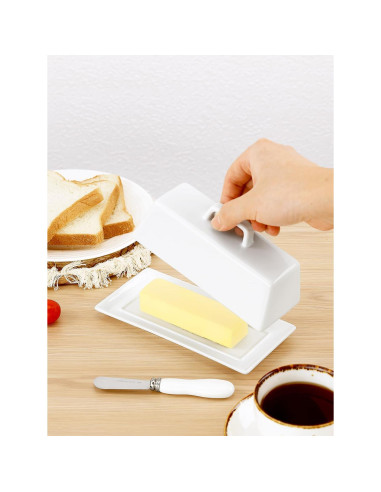 Plato de Mantequilla Yedio con Tapa y Cuchillo 19.1x9.2cm