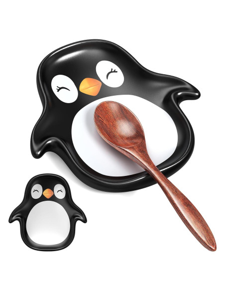 Soporte para cuchara de cerámica KOPOK pingüino negro Soporte para cuchara de cerámica KOPOK pingüino negro