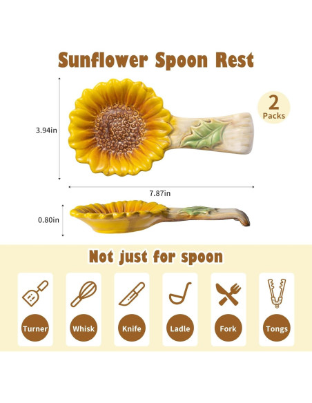 Soporte para Cucharas de Cerámica Alarrar Girasol - 2 Piezas Soporte para Cucharas de Cerámica Alarrar Girasol - 2 Piezas