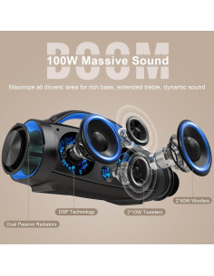 Altavoz Bluetooth DOSS Extreme Boom Pro 100W Impermeable Azul 2