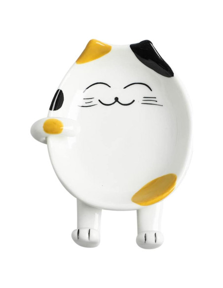 Soporte para cuchara de cerámica Wuhhaoafu gato amarillo 13x10.4cm Soporte para cuchara de cerámica Wuhhaoafu gato amarillo 13x10.4cm