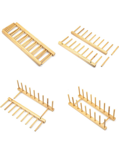 Estante de Secado de Platos Lawei de Bambú - 4 Piezas