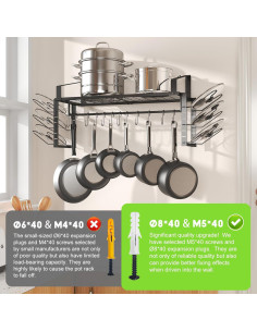 Soporte de Olla Montado en la Pared X-cosrack 70x30cm 12 Ganchos 2