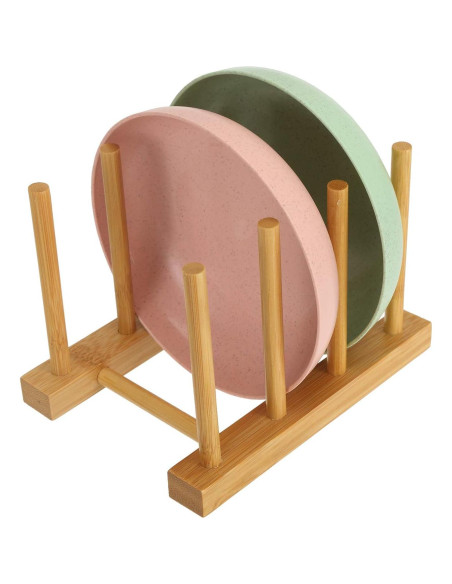 Estantes de Platos de Bambú Lawei - Juego de 4 Soportes 16x12cm Estantes de Platos de Bambú Lawei - Juego de 4 Soportes 16x12cm
