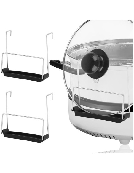 Soporte para tapa de olla de cocción lenta EMVANV, 2 piezas, acero inoxidable y silicona Soporte para tapa de olla de cocción lenta EMVANV, 2 piezas, acero inoxidable y silicona