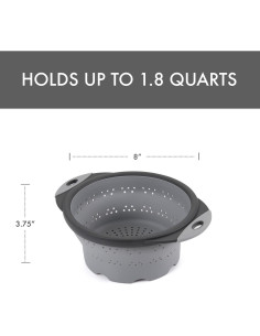 Colador Plegable de Silicona Dexas 8" Gris Frío 7.2 Tazas 2