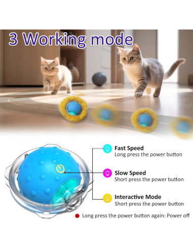 Juguete Interactivo para Gatos LEPLE L06 Bola Rodante Azul