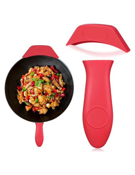 Cubiertas de Mango de Silicona Psyqtsuary 2 Pcs Rojo 14.2x5cm Cubiertas de Mango de Silicona Psyqtsuary 2 Pcs Rojo 14.2x5cm