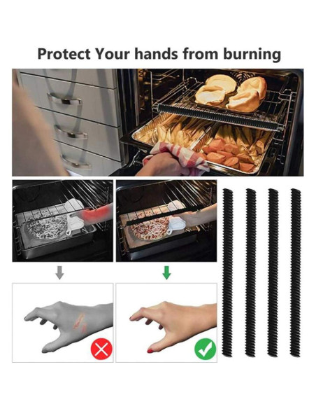 4 Protectores de Borde de Rejilla de Horno Silicona Negra 4 Protectores de Borde de Rejilla de Horno Silicona Negra