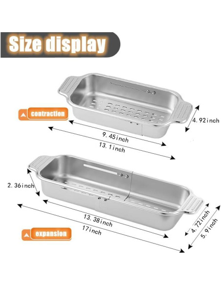 Colador Retráctil de Acero Inoxidable ZDRongZhen 33.4-43.2 cm Colador Retráctil de Acero Inoxidable ZDRongZhen 33.4-43.2 cm