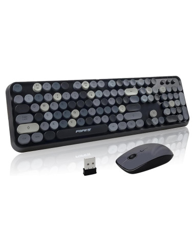 Combo Teclado y Ratón Inalámbrico FOPETT 104 Teclas Gris