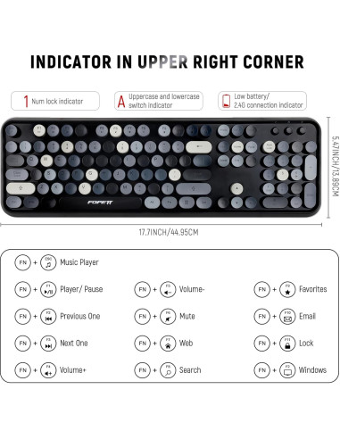 Combo Teclado y Ratón Inalámbrico FOPETT 104 Teclas Gris