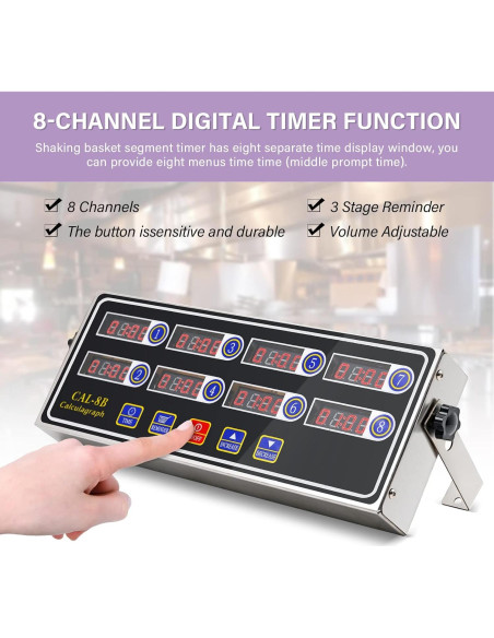 Temporizador Digital de Cocina NAOEDEAH 8 Canales Acero Inoxidable Temporizador Digital de Cocina NAOEDEAH 8 Canales Acero Inoxidable