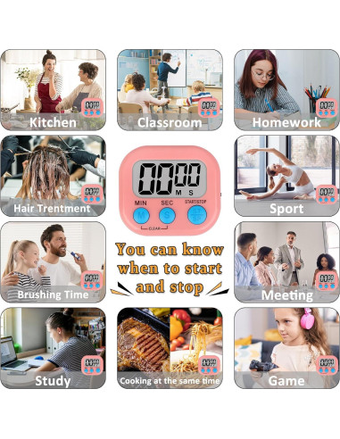 Temporizadores Digitales de Cocina ZILLEEN 6 Piezas Colores