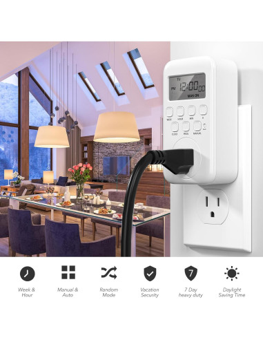Temporizador Digital BN-LINK 7 Días 15A 125V Enchufe Interior