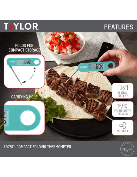 Termómetro Digital de Cocina Taylor 1476TL Sonda Plegable LCD Termómetro Digital de Cocina Taylor 1476TL Sonda Plegable LCD