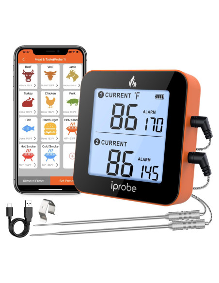 Termómetro Digital Inalámbrico Babik IP-61 con 2 Probes y Bluetooth Termómetro Digital Inalámbrico Babik IP-61 con 2 Probes y Bluetooth