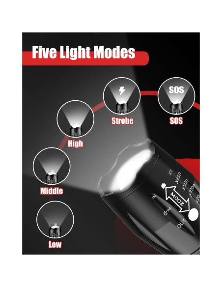 Linterna LED Táctica Victoper 2 Paquete 200m 5 Modos Impermeable Linterna LED Táctica Victoper 2 Paquete 200m 5 Modos Impermeable