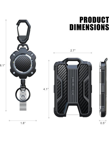 Soporte de Insignia Retráctil LIUGX con Llavero 80 cm 4 Tarjetas