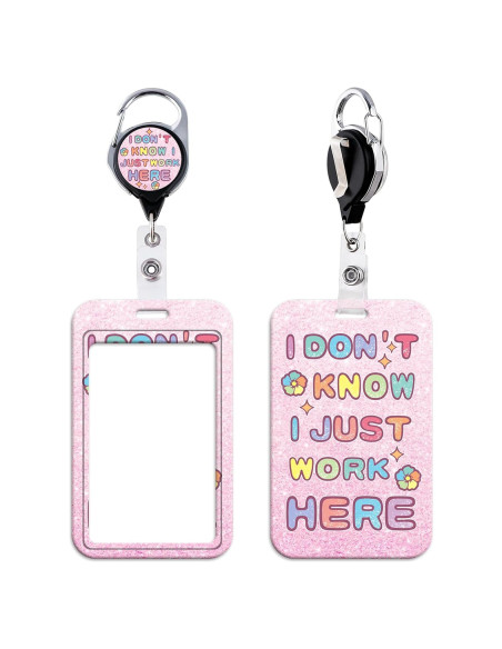 Porta Tarjetas Retráctil Rosa Beemorita con Clip Mosquetón Porta Tarjetas Retráctil Rosa Beemorita con Clip Mosquetón
